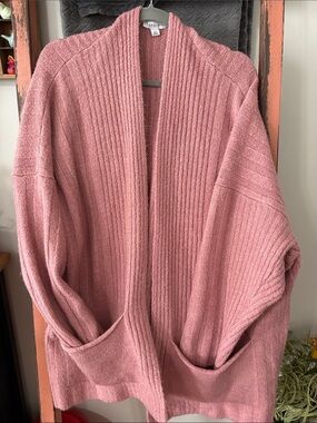 Topshop Rose Pink Ribbed Open Cardigan